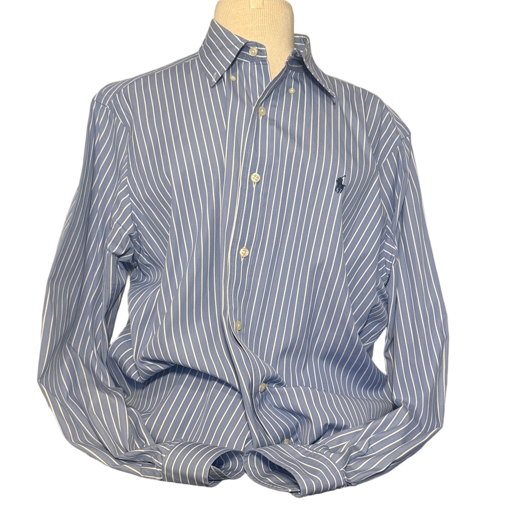 Polo Ralph Lauren Classic Fit Blue Striped Button Down Shirt Men’s Large